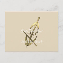 Schattigee Eenvoudige Chic Gold Cello Muziek Dank Briefkaart