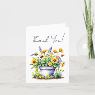 Schattigee eenvoudige dank u waterverf Bijen & Blo Bedankkaart