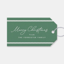 Schattigee eenvoudige groene vakantie golvende wit cadeaulabel