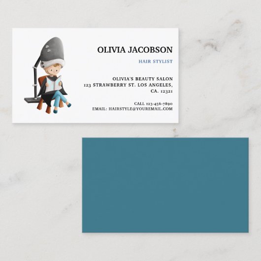 Schattigee Eenvoudige Haarstylist Geïllustreerde S Visitekaartje (Voorkant / Achterkant)
