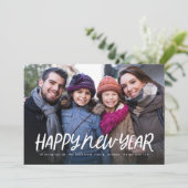 Schattigee eenvoudige Happy New Year 1 foto Feestdagenkaart (Staand voorkant)