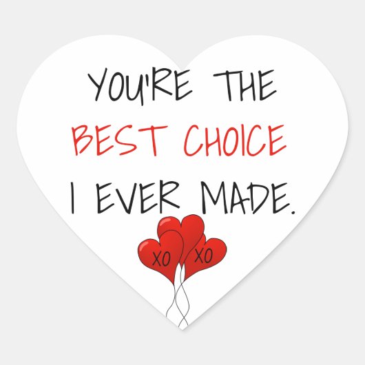 Schattigee Eenvoudige Hartballonnen Beste Keuze Va Hart Sticker (Voorkant)