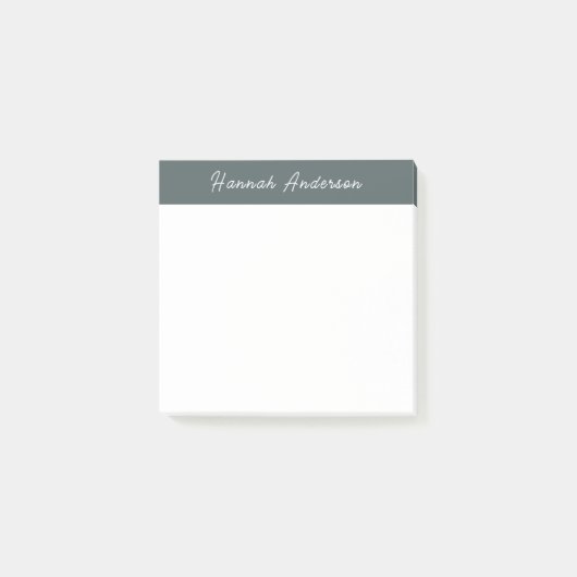 Schattigee Eenvoudige Houtskool Groene Monogram Vo Post-it® Notes (Voorkant)