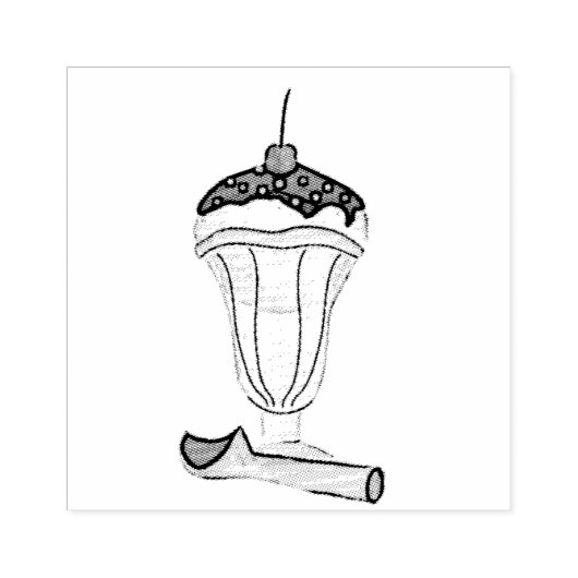 Schattigee Eenvoudige Ice Cream Sundae Minimalisti Rubberstempel (Afrduk)