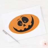 Schattigee eenvoudige Jack O lantaarn Ovale Sticker (Envelop)