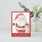 Schattigee Eenvoudige Kerst Waterverf Santa Reinde Briefkaart (Staand voorkant)