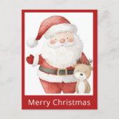 Schattigee Eenvoudige Kerst Waterverf Santa Reinde Briefkaart (Voorkant)