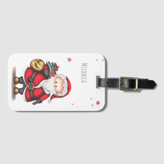 Schattigee eenvoudige kerstman bagagelabel (Voorkant (horizontaal))