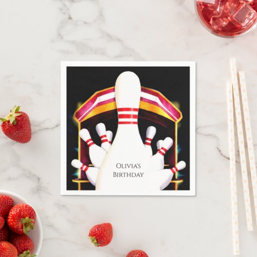 Schattigee eenvoudige kinderbowling Verjaardag Servet (Insitu)