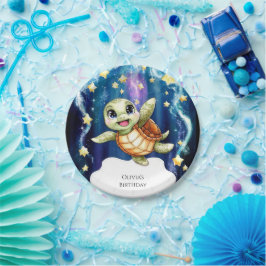 Schattigee eenvoudige kinderschildpad Verjaardag Papieren Bordje