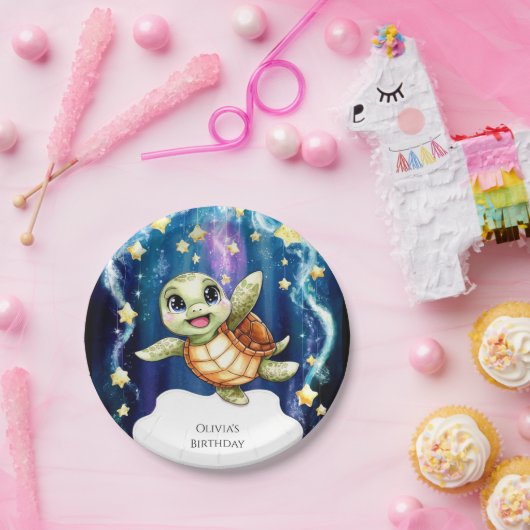 Schattigee eenvoudige kinderschildpad Verjaardag Papieren Bordje (Feest)