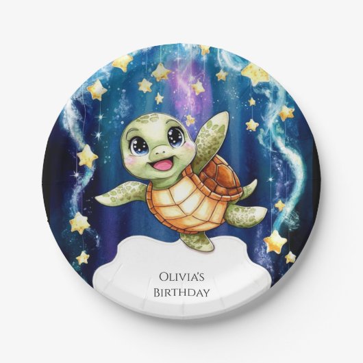 Schattigee eenvoudige kinderschildpad Verjaardag Papieren Bordje (Voorkant)