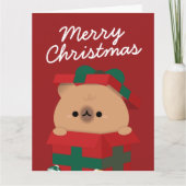 Schattigee eenvoudige leuke vrolijke kerst bedankkaart (Voorkant)