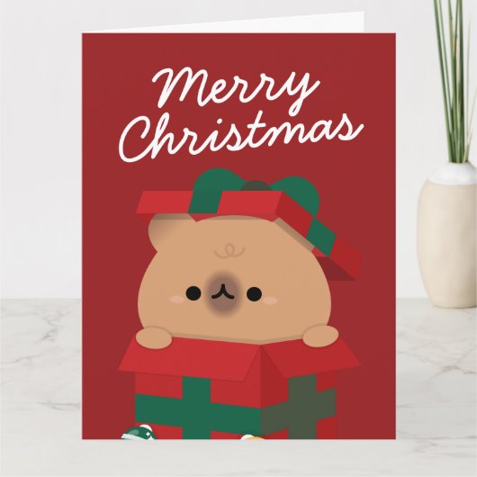 Schattigee eenvoudige leuke vrolijke kerst bedankkaart (Voorkant)