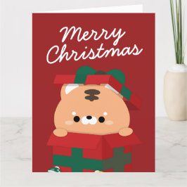 Schattigee eenvoudige leuke vrolijke kerst bedankkaart