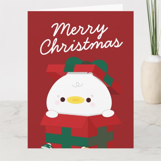 Schattigee eenvoudige leuke vrolijke kerst bedankkaart (Voorkant)