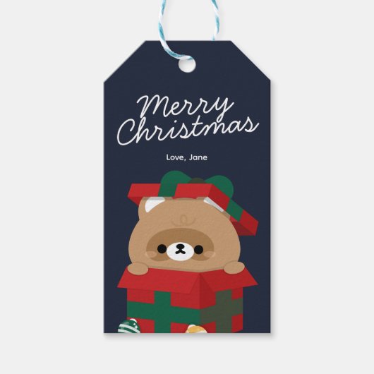 Schattigee eenvoudige leuke vrolijke kerst cadeaulabel (Voorkant)
