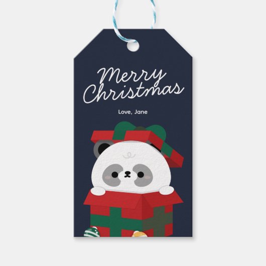 Schattigee eenvoudige leuke vrolijke kerst cadeaulabel (Voorkant)