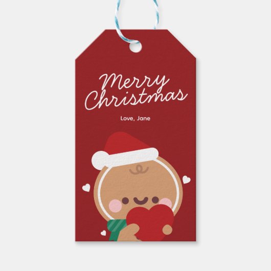 Schattigee eenvoudige leuke vrolijke kerst cadeaulabel (Voorkant)