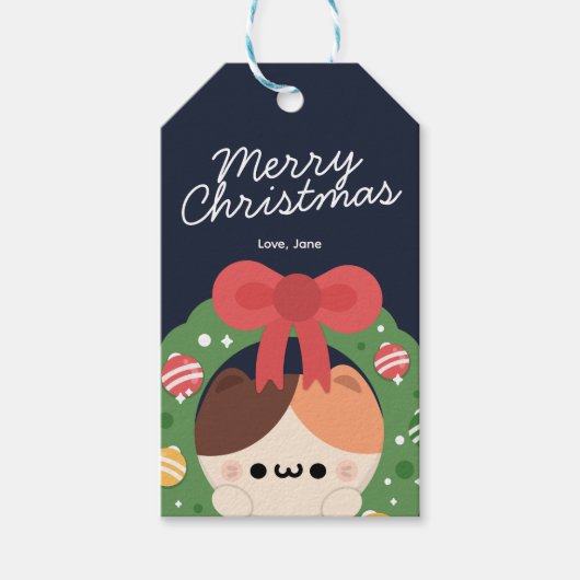 Schattigee eenvoudige leuke vrolijke kerst cadeaulabel (Voorkant)