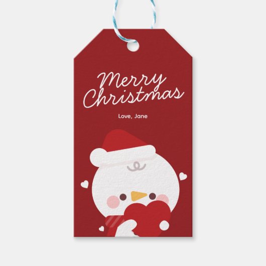 Schattigee eenvoudige leuke vrolijke kerst cadeaulabel (Voorkant)