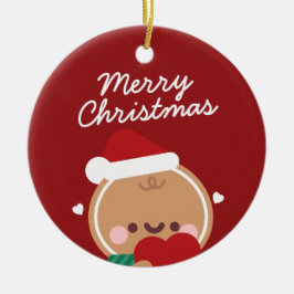 Schattigee eenvoudige leuke vrolijke kerst keramisch ornament