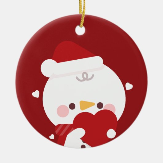 Schattigee eenvoudige leuke vrolijke kerst keramisch ornament (Voorkant)