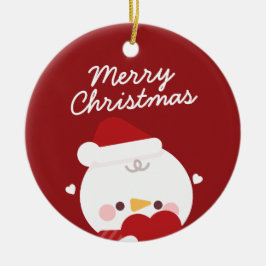 Schattigee eenvoudige leuke vrolijke kerst keramisch ornament