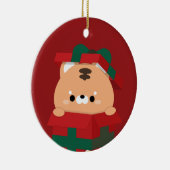 Schattigee eenvoudige leuke vrolijke kerst keramisch ornament (Rechts)