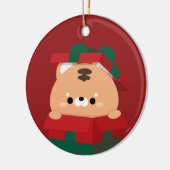 Schattigee eenvoudige leuke vrolijke kerst keramisch ornament (Links)