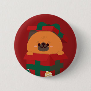 Schattigee eenvoudige leuke vrolijke kerst ronde button 5,7 cm