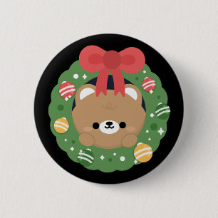 Schattigee eenvoudige leuke vrolijke kerst ronde button 5,7 cm