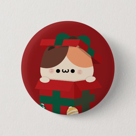 Schattigee eenvoudige leuke vrolijke kerst ronde button 5,7 cm (Voorkant)