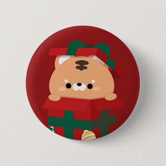 Schattigee eenvoudige leuke vrolijke kerst ronde button 5,7 cm (Voorkant)