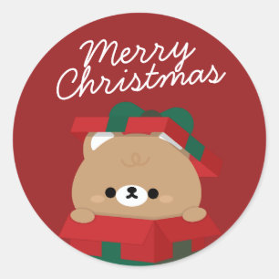 Schattigee eenvoudige leuke vrolijke kerst ronde sticker