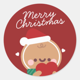 Schattigee eenvoudige leuke vrolijke kerst ronde sticker