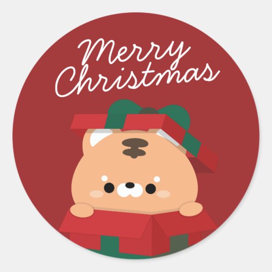 Schattigee eenvoudige leuke vrolijke kerst ronde sticker (Voorkant)