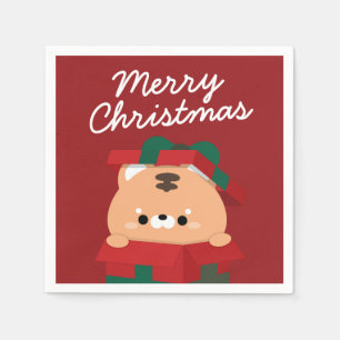 Schattigee eenvoudige leuke vrolijke kerst servet