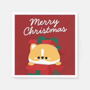 Schattigee eenvoudige leuke vrolijke kerst servet