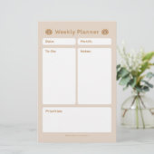 Schattigee eenvoudige minimalistische weekplanner briefpapier (Staand voorkant)