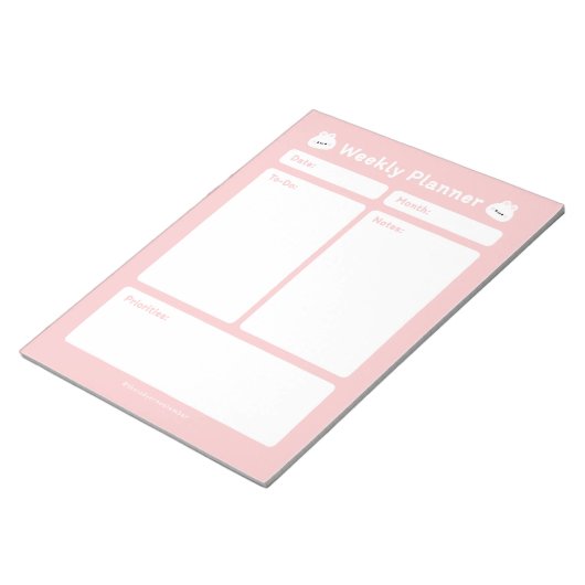 Schattigee eenvoudige minimalistische weekplanner notitieblok (Schuin)