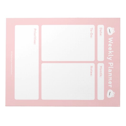 Schattigee eenvoudige minimalistische weekplanner notitieblok (Voorkant)