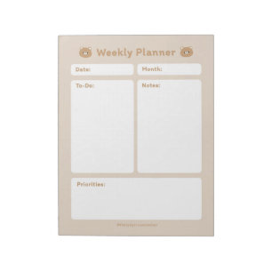 Schattigee eenvoudige minimalistische weekplanner notitieblok