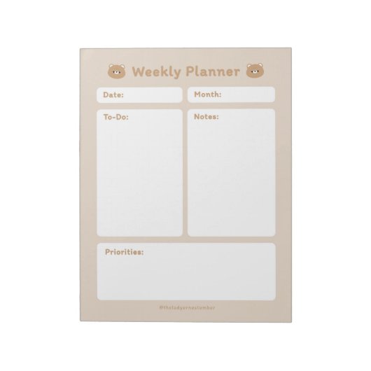 Schattigee eenvoudige minimalistische weekplanner notitieblok (Linkerzijde)