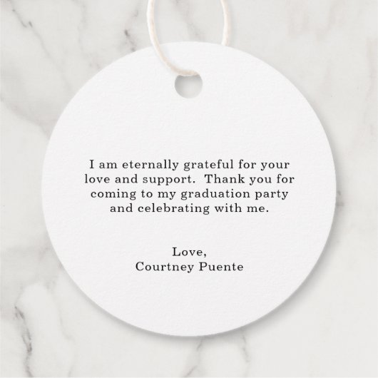 Schattigee eenvoudige mortier board modern Afstude Bedankjes Labels (Achterkant)