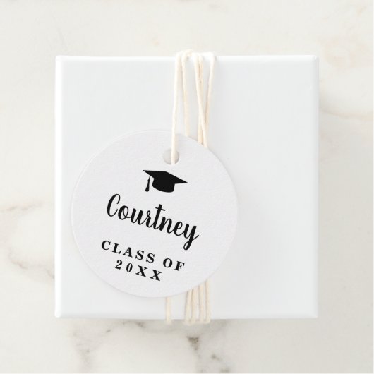 Schattigee eenvoudige mortier board modern Afstude Bedankjes Labels (In situ)