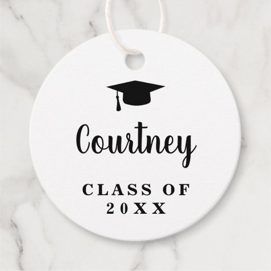 Schattigee eenvoudige mortier board modern Afstude Bedankjes Labels (Voorkant)