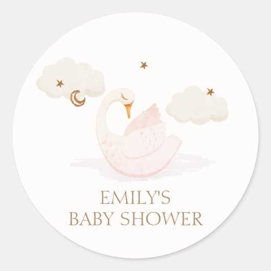 Schattigee Eenvoudige Princess Swan Moon Star Baby Ronde Sticker (Voorkant)