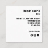 Schattigee eenvoudige professionele moderne leuke  vierkante visitekaartje (Achterkant)