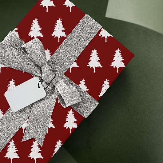 Schattigee eenvoudige rode en witte kerstboom cadeaupapier